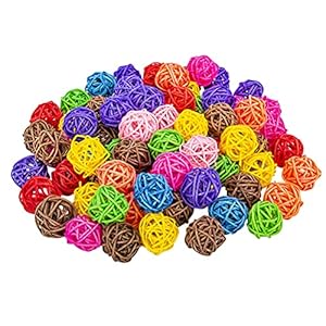 iplusmile Vogel Accessoire 50 STKS 3 CM Kleurrijke Rotan Ball Papegaai Kauwen Speelgoed Bal Thuis DIY Decoratieve Bal