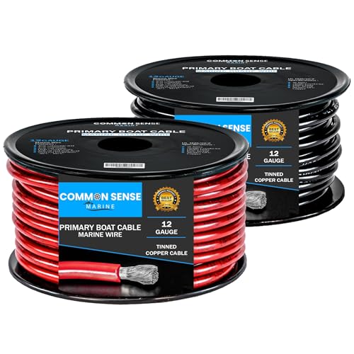 Câble de bateau en cuivre étamé 12 AWG fil électrique marin rouge noir