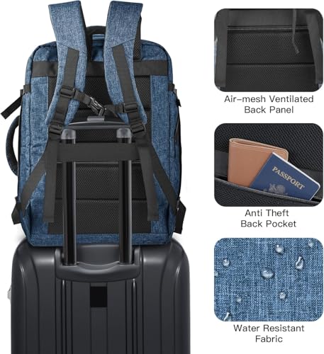 Image of 55L Extra Large Travel Backpack for Men & Women, 60L Expandable Big Capacity For Airplanes, Travel Gifts for Men Women, Carry On Backpack Fits 18.4 Inch Laptop, Luggage Suitcase Daypack Bag, Blue