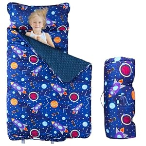 Toddler Nap Mat with Removable Pillow and Blanket, Sleeping Bag for Kids, Lightweight and Soft Slumber Bags for Preschool, Sleeping Mats for Daycare Sweat Absorbing and Breathable