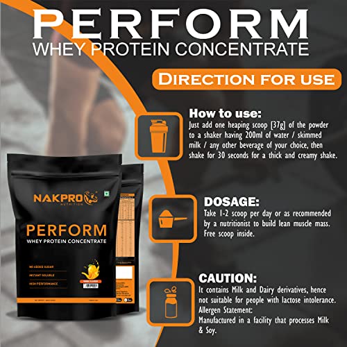 Image of Nakpro PERFORM Whey Protein Supplement Powder - Mango (1 kg - 30 Servings)