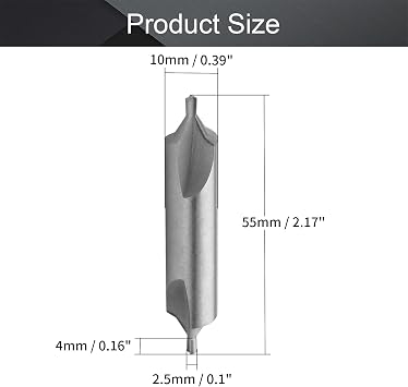Utoolmart Center Drill Countersink Lathe Bit Mill Tool, Combined Drills Plain Type B with Protective Cone, 2.5mm x 10mm, Combined Countersinks Drills Set Tool, HSS-6542 Countersinks, 5 Pcs