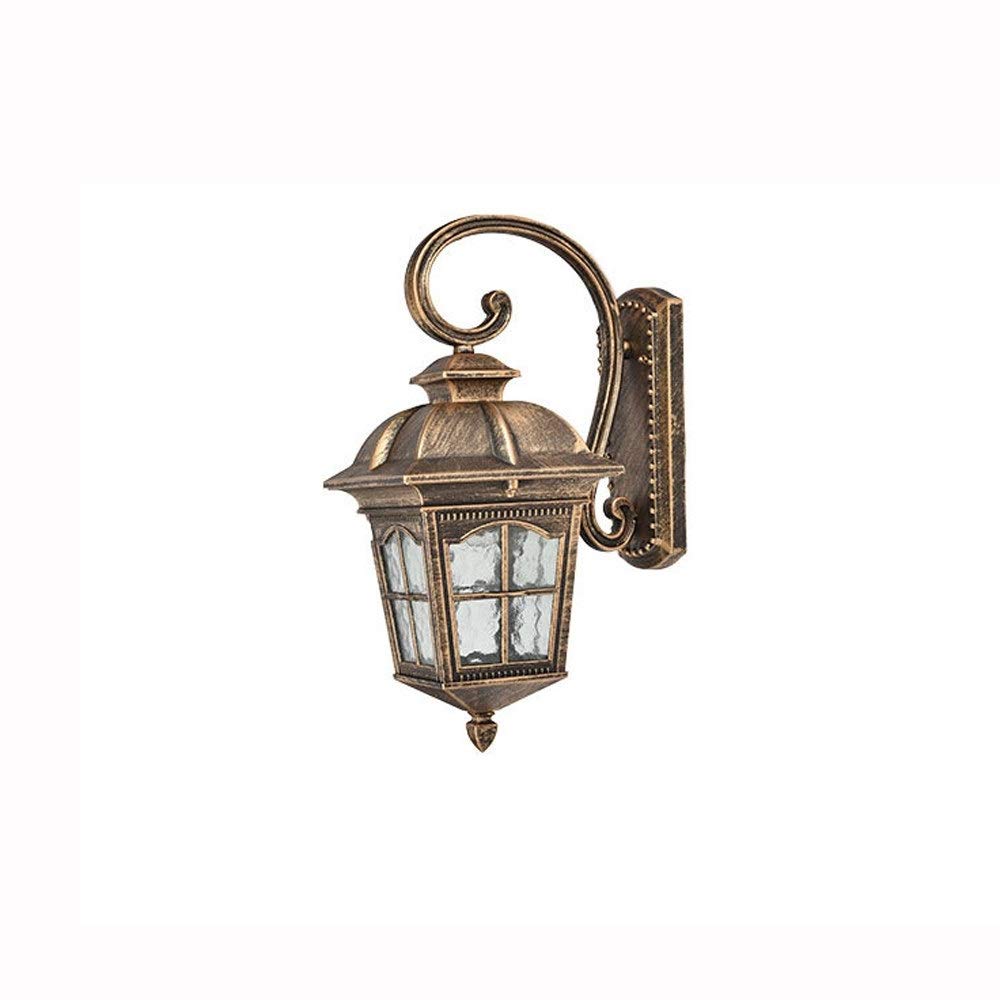 HPTHLY Wall Mounted Light Victoria European Outdoor Waterproof Aluminum Wall Lamp European Patio Garden Lights Balcony Corridor Aisle Glass Wall Light E27 Re(Brass)