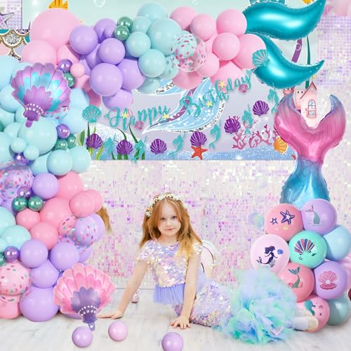 Image of Amandir 138Pcs Mermaid Birthday Party Decorations