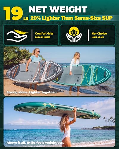 Image of Skatinger 11'6x35 inch Super Wide Inflatable Paddle Board, Ultra Stable Stand Up Paddleboards for 450lb /3 People /Family /Big Size w /Shoulder Strap, 100L Backpack, Ultra-Light All-Round Sup Board