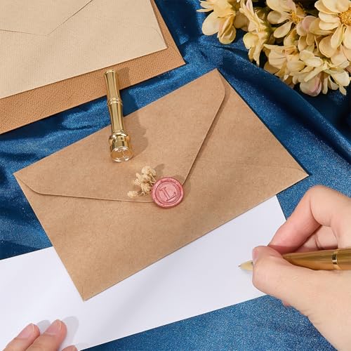 CRASPIRE Mini Wax Seal Stamp Initial L Brass Sealing Wax Stamps 15mm Golden Metal Brass Retro Vintage Letter Stamp with Bamboo Stick Handle for Thanksgiving Card Envelope Wrap Wedding Party Invitation - Image 3