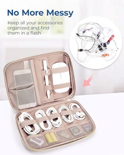 Image of BAGSMART Travel Case - Cable Organizer Bag for Tech Accessories, Warm Grey