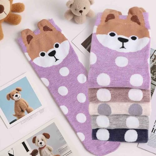 5 Pairs Socks for Women,Girl Birthday Gifts,Funny Gifts for Her, Animal Cute Socks for Women Girlfriend, Holiday Gift4