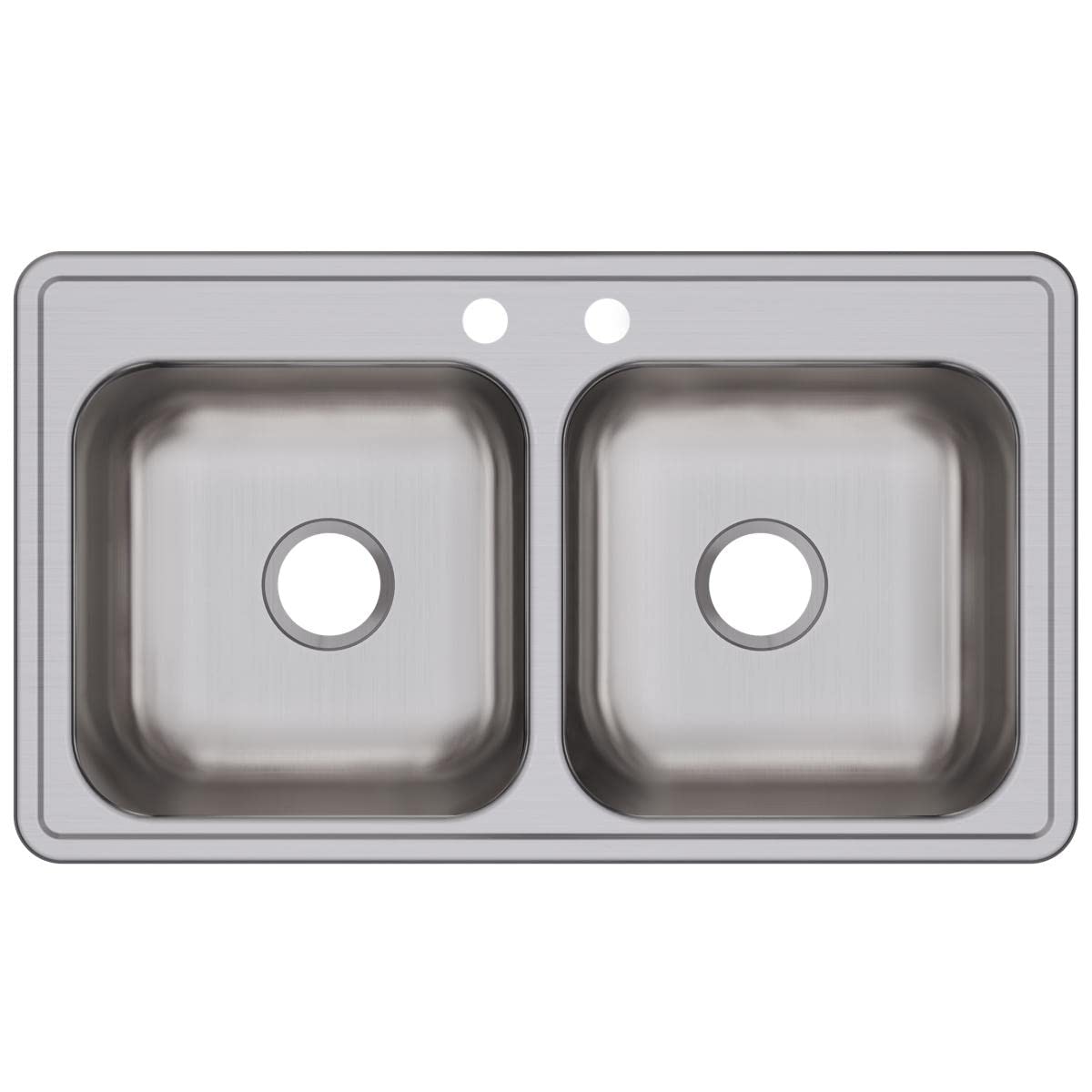 Elkay Dayton Stainless Steel 33" x 19" x 8", 2-Hole Equal Double Bowl Drop-in Sink