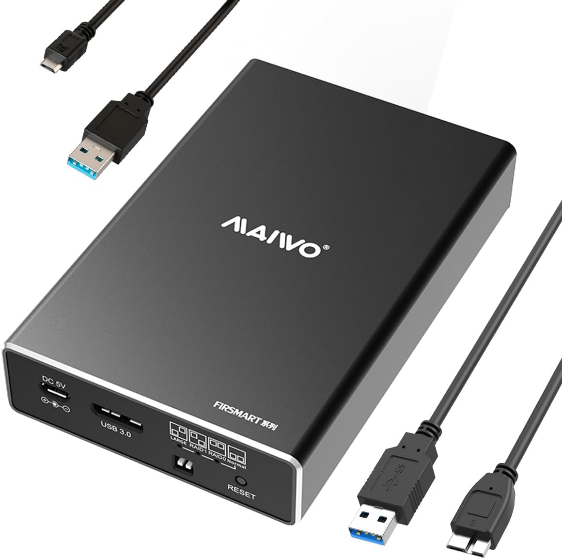 Dual Bay External Hard Drive RAID Enclosure for 2.5 inch SATA I/II/III HDD SSD, RAID 0/1/LARGE/PM, USB 3.0 6Gbps Bandwidth, Support UASP, 16TB Capacity