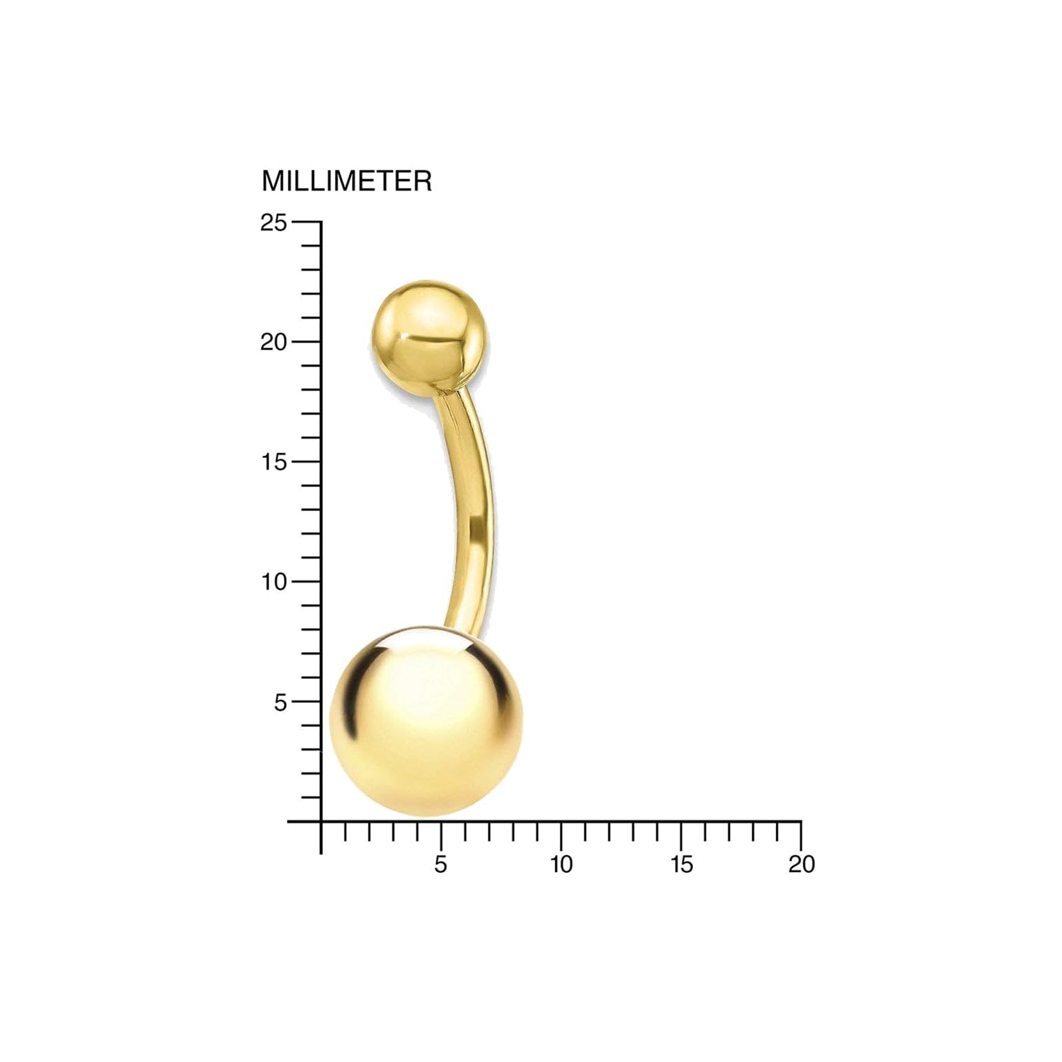 Monde Petit Piercing für Nabel Kugel 8 mm - Gelbgold 9 Karat (375) - Geschenkbox - Garantiezertifikat