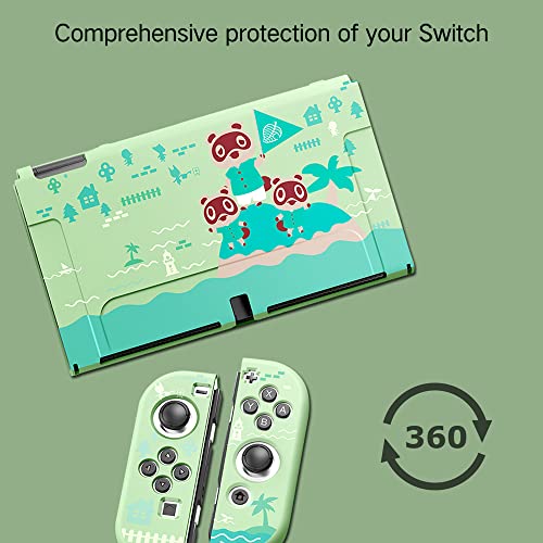 PERFECTSIGHT Protective Case Compatible with Nintendo Switch OLED | Anti-Scratch Shockproof Slim Grip Cover Case for NS Switch and Joy-Con, Kawaii Hard Shell Dockable Case (Animal Crossing Island)