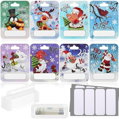 CCINEE 8 PCS Christmas Money Holders for Cash Xmas Cards Money Holder Ornaments with Covers for Christmas Decoration Crash Gift Christmas Tree Hanging Decoration
