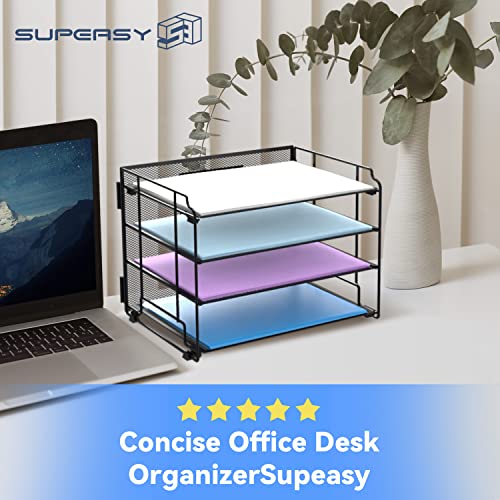 image for SUPEASY Desktop File Organizer, Mesh File Organizer with 4 Letter Tray