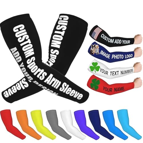 RoPox Personalisierte Ärmlinge Arm Sleeve - Atmungsaktive Sport-Armstulpen, Ärmlinge für Damen Herren Jugend, Unterarme Schutzpolsterung Outdoor-Sportzubehör