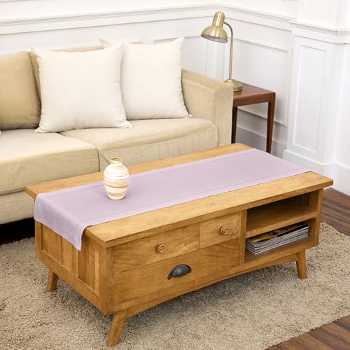 Solino Home 100% Linen Table Runner, Lilac Hemstitch 14x60