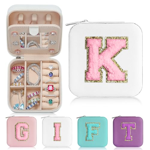Parima Mothers Day Gifts: Jewelry Case - Daughter for Mom - Letter K, White