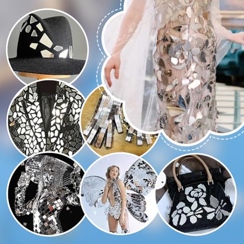 PH PandaHall 240pcs 8 Styles Sew On Mirror Pieces with Hole Mirror Rhinestones Irregular Acylic Mirror Beads Decorative Flat Sew On Mirror Pieces for Dance Party Dress Decoration Halloween by PH PandaHall - Image 6