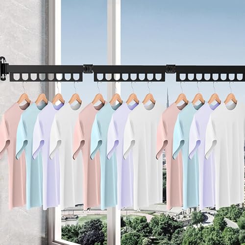 Étendoir à linge mural extensible idéal pour optimiser un balcon ou une buanderie