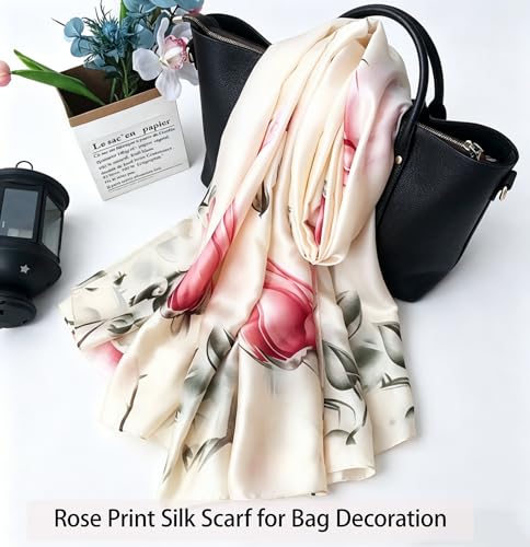 DiaryYomi Silk Feeling Scarf for Women-Spring Summer Lightweight Floral Shawl Wraps Oblong Hijab Head Wraps for Travel (Style 23) — view 4