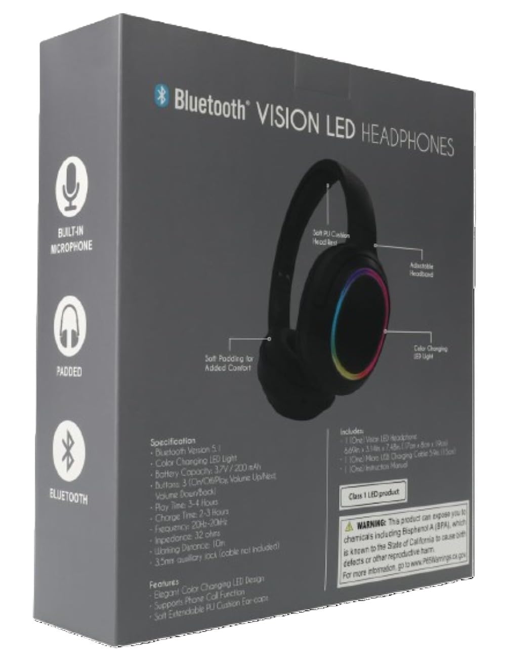 Bluetooth Vision LED Headphones, Wireless Audio with Light Effects 4
