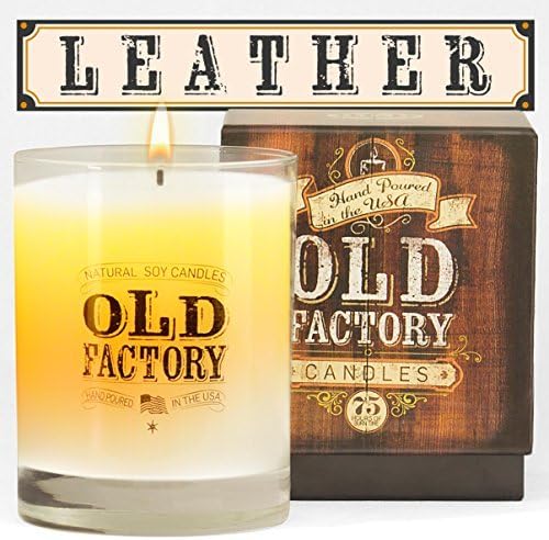 Old Factory Scented Candles - Leather - Decorative Aromatherapy - Handmade in The USA with Only The Best Fragrance Oils - 11-Ounce Soy Candles