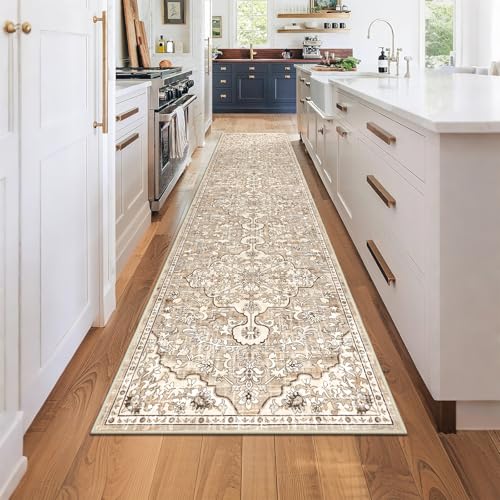 Pauwer Boho Hallway Runner Rug 2'6'' x 12' Washable Entryway Area Rugs Non Slip Farmhouse Vintage Floor Mat Long Carpet Runner for Hallways Laundry Room Kitchen Bathroom Bedroom