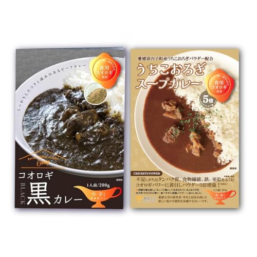 風の谷うちこおろぎファーム うちこおろぎスープカレー2個と定番コオロギ黒カレー2個セット