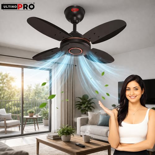 Image of High-Speed Ceiling Fan 24inch (600mm) 2 YEAR WARRANTY 4 Blade Anti-Dust Ceiling Fan Suitable for Kitchen, Veranda, Balcony, Small Room, office. (SMOKE BROWN /SH24)