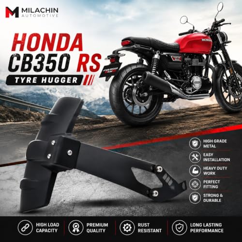 Image of Rear Tyre Hugger Compatible with Honda CB350 RS Superior Protection with Stylish Design Reflector Splash Guard with Primium Lazer Cut Mudguard (Matte Black)