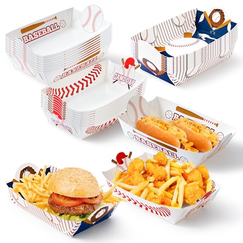 EYxsaxenk Baseball Food Plates 36Pcs Disposable Snack Trays