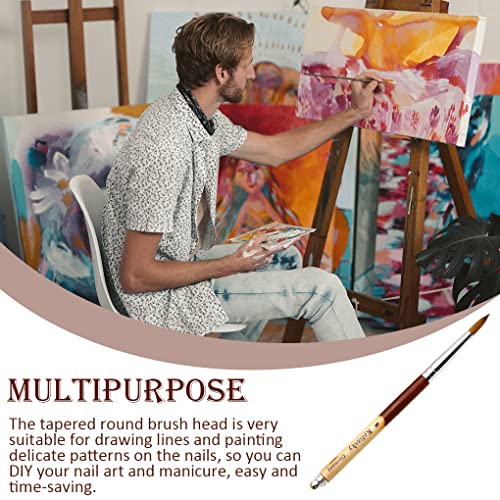 SUDNJIALQ Pincéis de unhas de cabeça redonda Kolinsky profissional ponta pontiaguda ferramentas de d