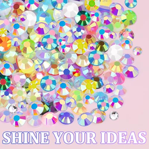 Image of 2 Boxes Jelly Rhinestones for Bedazzling, 40000Pcs 3 /4 /5mm Multicolor Flatback Resin Gems for Crafting, Bedazzler Kit with 3Pcs 10ml B7000 Jewelry Glue for DIY Crafts Tumblers Fabric Decor Nail Art