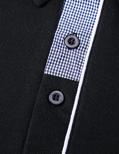 Image of GHYUGR Men's Polo Shirts Short Sleeve Slim Fit Polo Casual Plaid Splice T-Shirts