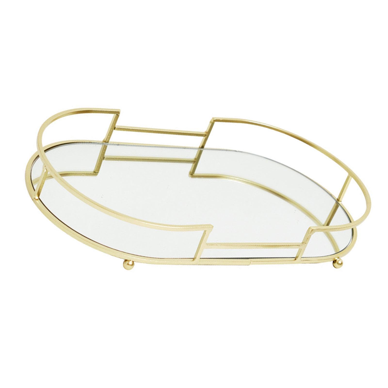 TWISAXC Sturdy Jewelry Tray Makeup Storage Holder With Mirror For Perfume Organizer And Vanity Box Mirror Jewelry Tray Perfume Makeup Storage Holder Cafe Decorative Round For, Gold, Size A