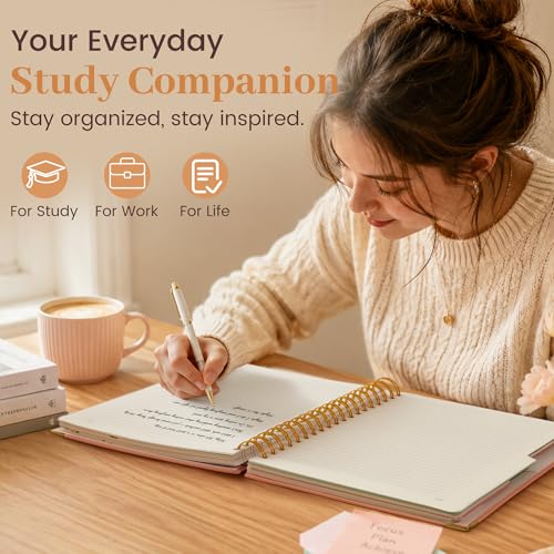 Image of Yoment Hardcover Spiral Notebooks for Work School, B5 Journal Notebook with Tabs Dividers, Multi 5 Subject Notebook College Ruled, 240 Pages Lined Journal for Men, Back to School, Gifts, Black