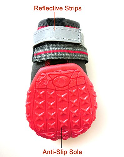 Xanday Breathable Dog Boots, Mesh Dog Shoes,Paw Protectors With Reflective And Adjustable Straps And Wear-Resisting Soles,4Pcs(3,Red) #TOP2