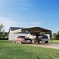 HOMPUS 20x20 FT Heavy Duty Metal Carport Kit, Waterproof Windproof Aluminum Car Ports with Steel Shelter Frame Cover for 2 Car or Boats, Easy Assembly Tractor/Car Storage
