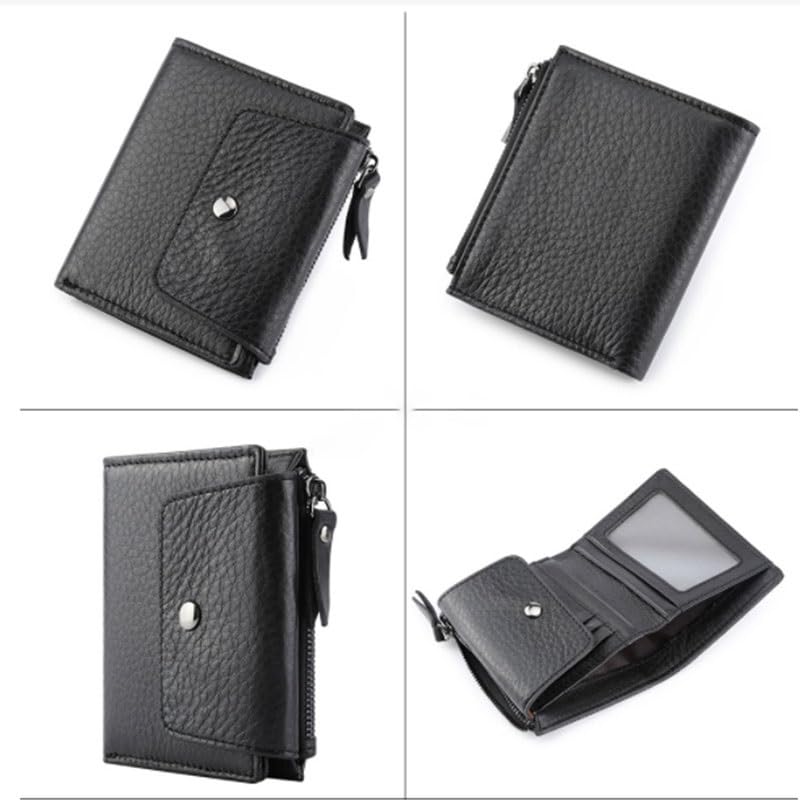 Men's wallet Men Wallet Slim Wallet Top Layer Cowhide Business Vintage Wallets for Father，Husband(D)4