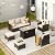 VICLLAX 6 Pieces Patio Furniture Set with 45-Inch Firepit Table, Outdoor Wicker Conversation Set with 3-seat Sofa, 2 Single Wicker Sofa and Marble Top Fire Pit & Ottomans for Garden, Beige Cushion