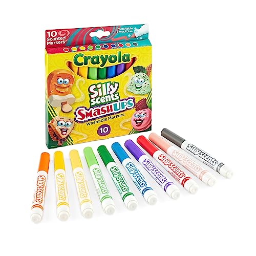 Crayola Silly Scents Slim Scented Washable Markers Broad Point Assorted Colors Pack of 10 Markers Mint Red