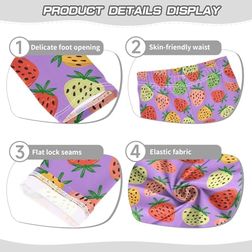 Strawberries on Purple Girls Leggings,Workout Leggings for Girls Toddler Athletic Leggings Size for 3-10T3