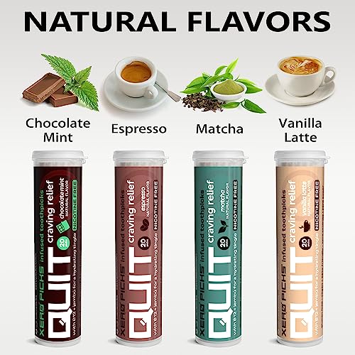 Image of Xero Picks Infused Flavored Toothpicks to Help Quit Smoking - Nicotine Free (Coffee Variety Pack, 4 Pack) Non-GMO Kosher Vegan