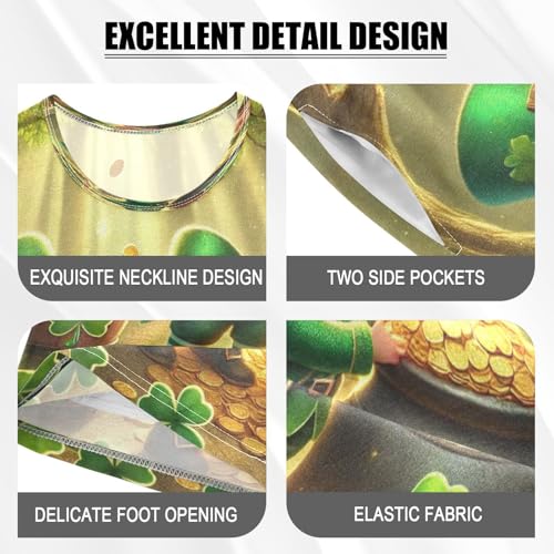 Gold St Patricks Gnome Cute Pajama Set Short Sleeve Summer Pajamas Shorts Sets PJ Clothes Set Soft 5Y4