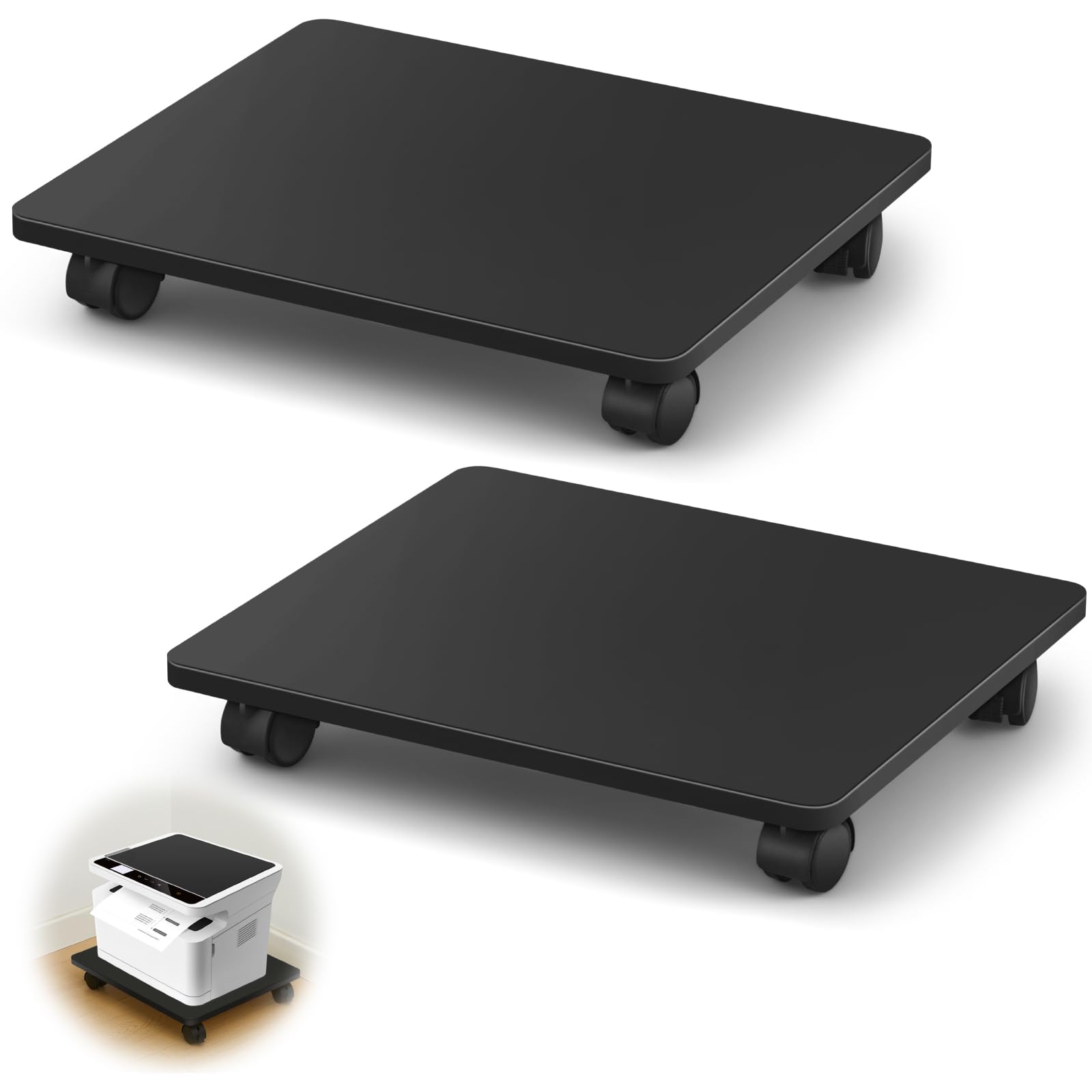 Beeveer 1 Pcs Black Under Desk Printer Stand 13.8 x 11.8 x 2.4 Inches