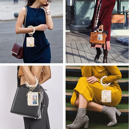 Image of COOLANS Silicone Bracelet Wristlet Wallet Credit Card Holder RFID ID Window Key Ring Tassel Slim Wallet Women Keychain Purse
