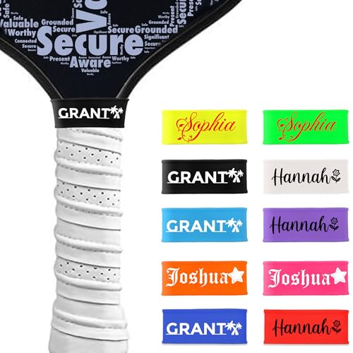 2PCS Custom Pickleball Paddle Name Bands Personalized Silicone Ring Grip Bands for Paddle Gifts for Pickleball Lovers