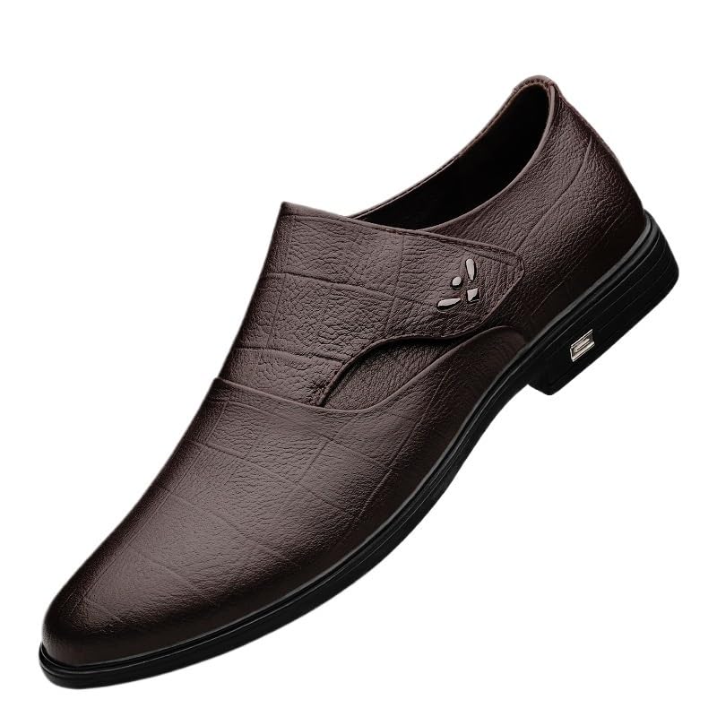 Men's Soft Bottom Oxford Shoes, Round Toe Leather Dress Shoes, Slip-On Comfort Loafers