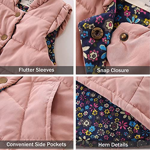 Littlespring Cute Toddler Girls Quilted Puffer Vest Faux Suede Winter Outerwear Vest, Red, Size 4 #TOP5