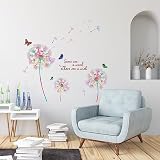 Diente de León Pegatinas Decorativas Pared,Mariposas Vinilos Decorativos, Pegatinas Pared Decorar Habitacion Niñas,Decoracion Pared Salon,Vinilos para Pared Infantil,Adhesivos Pared Decorativos
